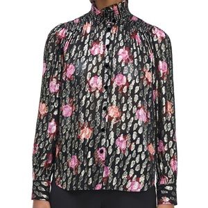 ✨ NWT Kate Spade Rose Garden Clip Highneck Blouse; Medium ✨